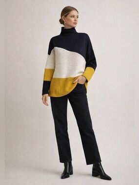 French Connection Asymmetrical Colorblock Sweater Size Medium Minimalist Modern